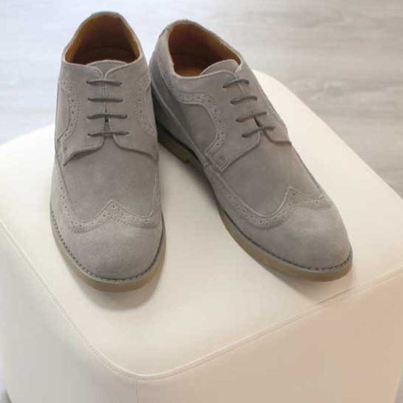 Height Increasing Derby Shoes Men - Grey - Nubuk - +2.8'' / +7 CM - Leisure - Mario Bertulli