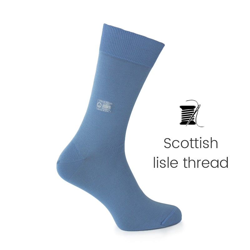 Light blue Scottish lisle thread socks - Scottish Thread Socks from Mario Bertulli - specialist in height increasing shoes