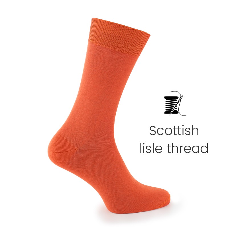 Orange Scottish lisle thread socks - Scottish Thread Socks from Mario Bertulli - specialist in height increasing shoes