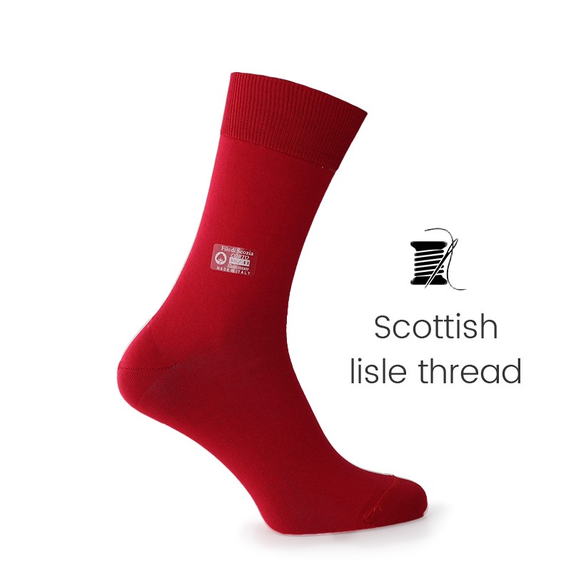 Red Scottish lisle thread socks - Scottish Thread Socks from Mario Bertulli - specialist in height increasing shoes