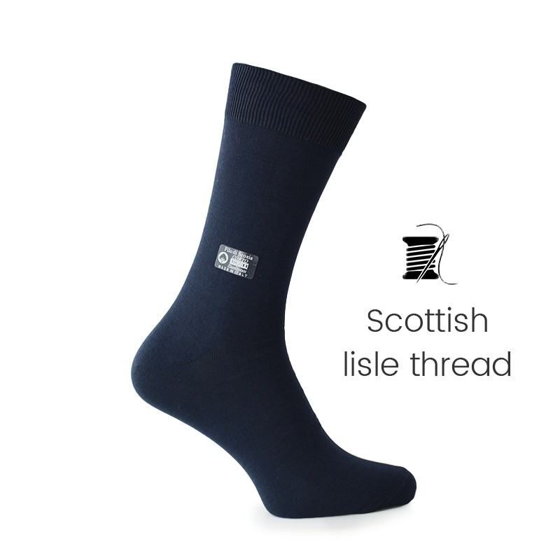 Dark blue Scottish lisle thread socks - Scottish Thread Socks from Mario Bertulli - specialist in height increasing shoes