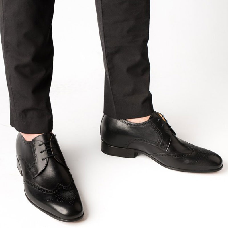 Elevator Derby Shoes Men - Black - Full grain calf leather - +2.4'' / +6 CM - Burano - Mario Bertulli