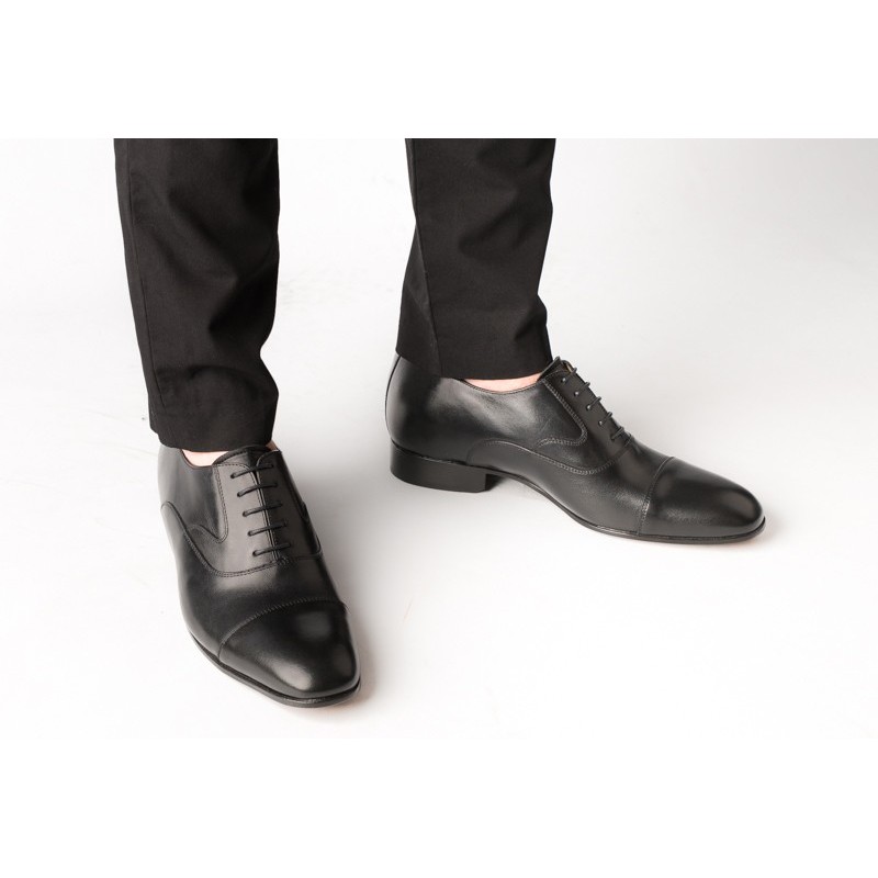 Oxford Shoes Men with Heel - Black - Full grain calf leather - +2.4'' / +6 CM - Luxury - Mario Bertulli