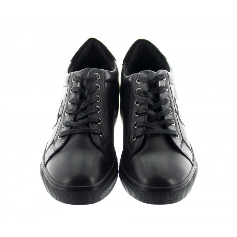 Platform Sport Shoes Men - Black - Leather - +2.0'' / +5 CM - Leisure - Mario Bertulli
