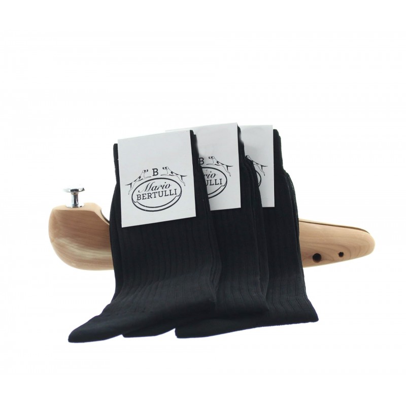 1 pack of 3 lisle cotton socks - black - Scottish Thread Socks from Mario Bertulli - specialist in height increasing shoes